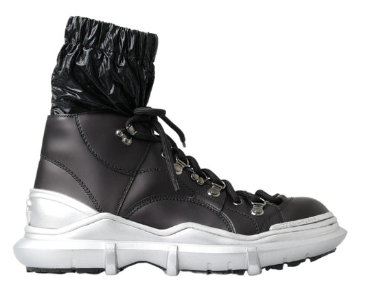 Dolce & Gabbana Black Nylon Galileo High Top Sneakers Shoes