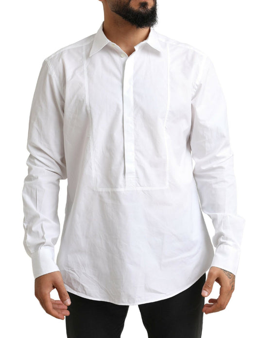 Dolce & Gabbana White Formal Cotton Tuxedo Men Dress Shirt