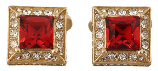Dolce & Gabbana Gold Plated Sterling 925 Silver Crystal Accessory Cufflinks