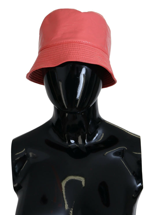 Dolce & Gabbana Peach Quilted Faux Leather Women Bucket Cap Hat