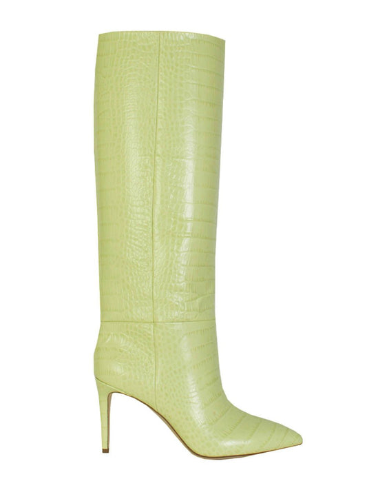 Paris Texas Croco Leather Print in Lime Stiletto 85 Boot